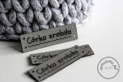 Metka ze skóry ekologicznej córka popiel