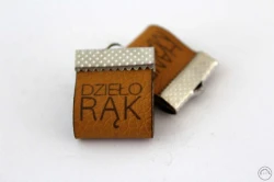 Zawieszka dzieło rąk ekoskóra vintage camel srebrna