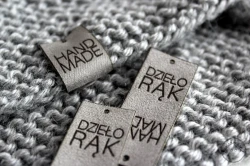 Metka z ekozamszu premium dzieło rąk hand made szara