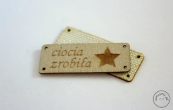Metka ze skóry ekologicznej ciocia zrobiła ecru