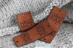 Metka z ekozamszu premium dzieło rąk hand made brązowa